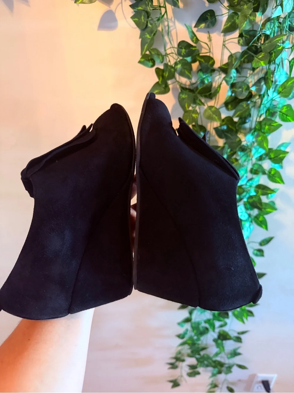 Anyi Lu Black Tassel Wedge Loafers